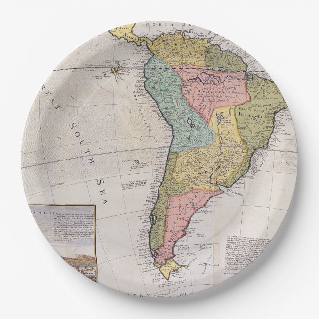 Antique Old Map Inspired (8) Paper Plate (Front)