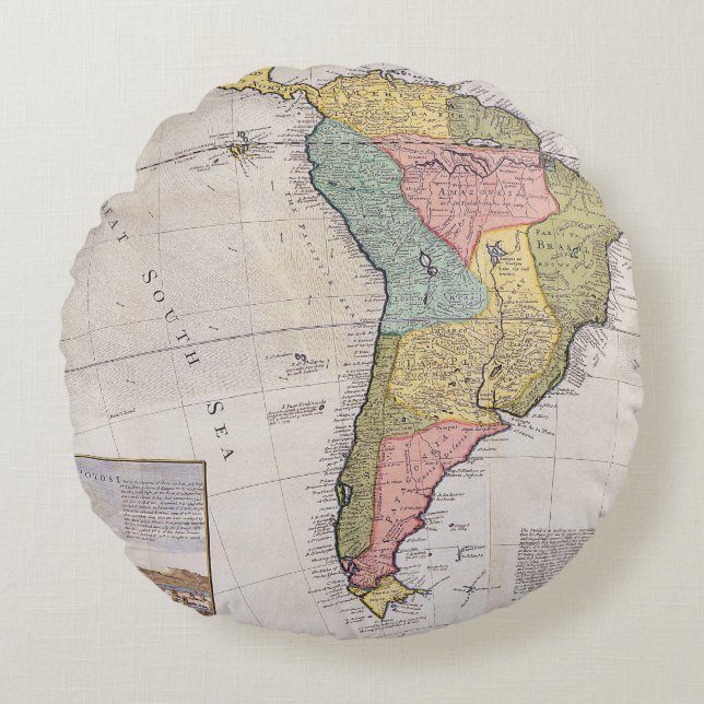 Antique Old Map Inspired (8) Round Cushion (Front)