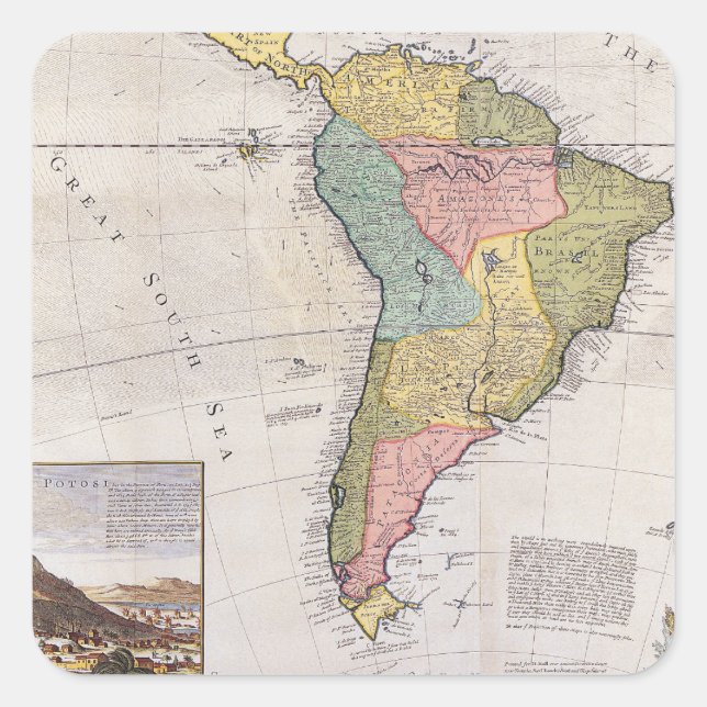 Antique Old Map Inspired (8) Square Sticker (Front)