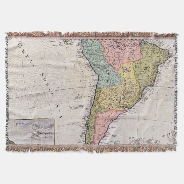 Antique Old Map Inspired (8) Throw Blanket (Front)