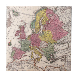 Antique Old Map Inspired (9) Ceramic Tile