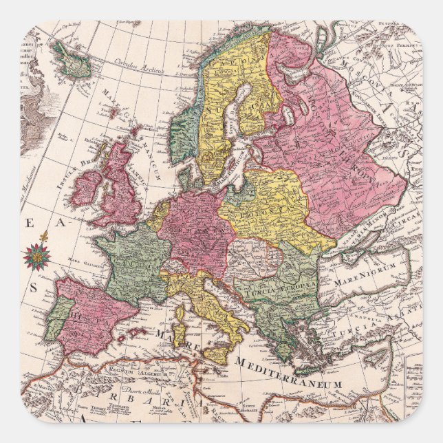 Antique Old Map Inspired (9) Square Sticker (Front)