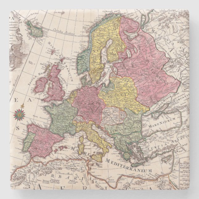 Antique Old Map Inspired (9) Stone Coaster (Front)