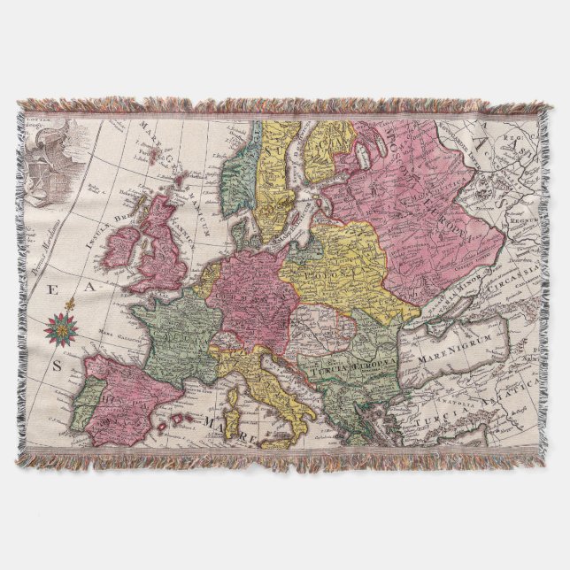 Antique Old Map Inspired (9) Throw Blanket (Front)