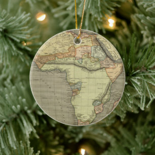 Antique Old Map Inspired Ceramic Ornament