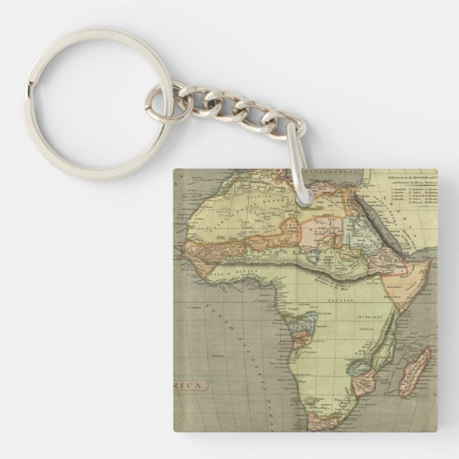 Antique Old Map Inspired Key Ring (Front)