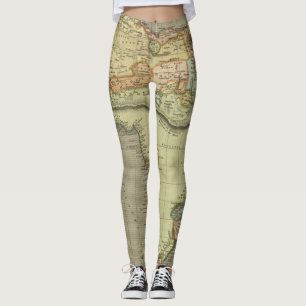 Antique Old Map Inspired Leggings