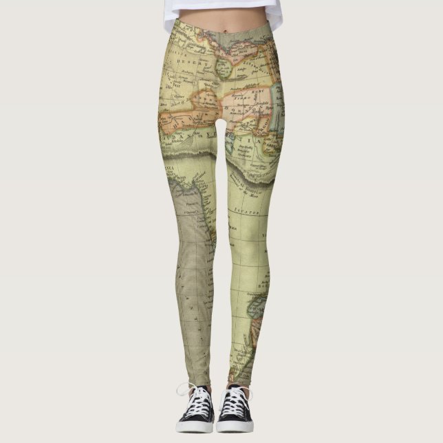 Antique Old Map Inspired Leggings (Front)