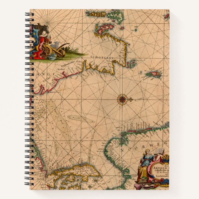 Antique Old Map Inspired Notebook (Front)