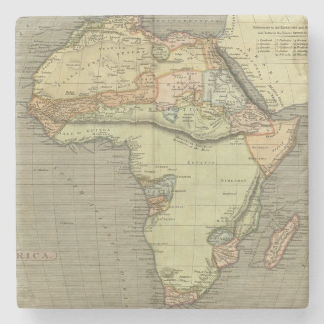 Antique Old Map Inspired Stone Coaster (Front)