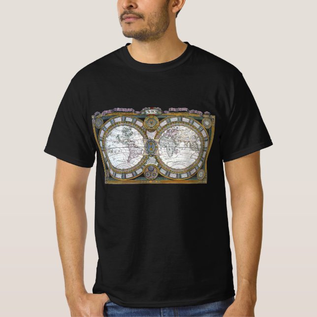Antique Old World Map by Claude Auguste Berey T-Shirt (Front)