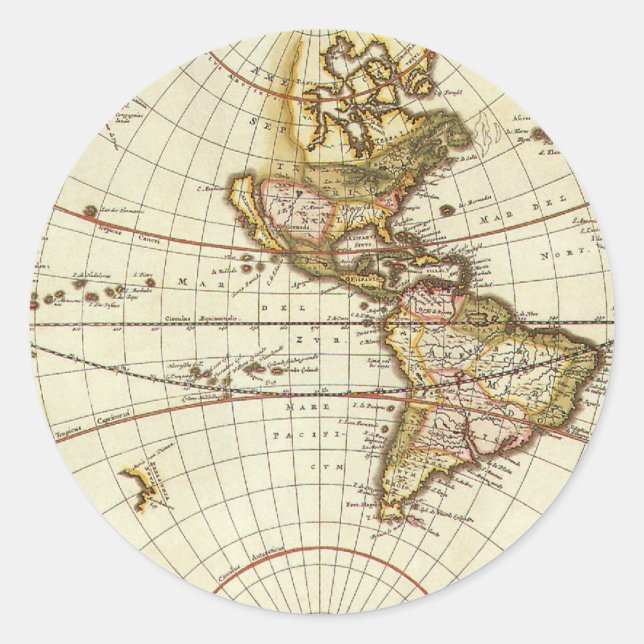 Antique Old World Map by Frederick de Wit, c. 1680 Classic Round Sticker (Front)