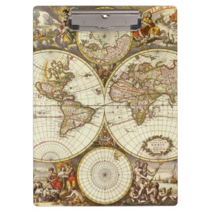 Antique Old World Map by Frederick de Wit, c. 1680 Clipboard