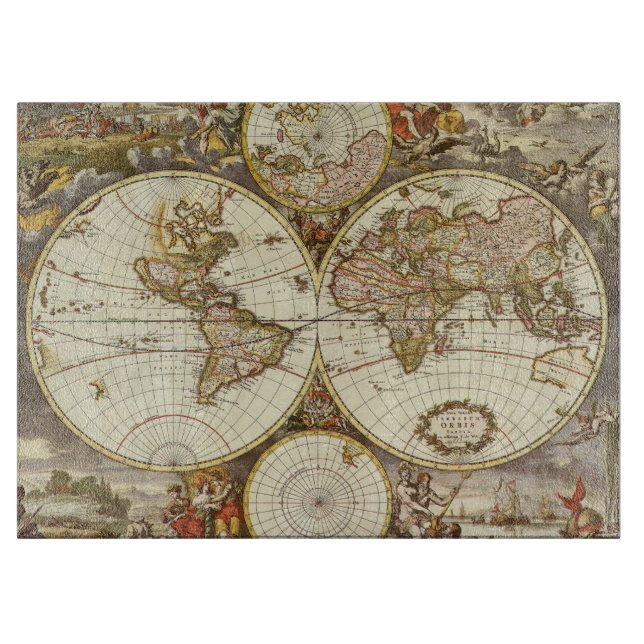 Antique Old World Map by Frederick de Wit, c. 1680 Cutting Board (Front)