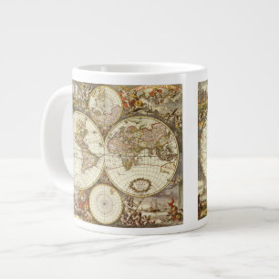 Antique Old World Map by Frederick de Wit, c. 1680 Large Coffee Mug