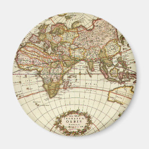 Antique Old World Map by Frederick de Wit, c. 1680 Magnet