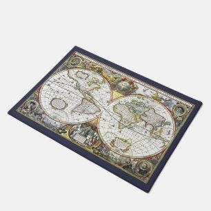 Antique Old World Map by Hendrik Hondius, 1630 Doormat