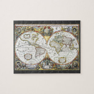 Antique Old World Map by Hendrik Hondius, 1630 Jigsaw Puzzle