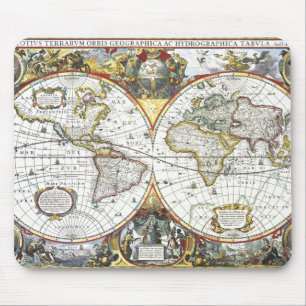 Antique Old World Map by Hendrik Hondius, 1630 Mouse Pad