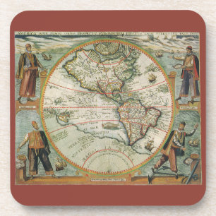 Antique Old World Map of the Americas, 1597 Coaster