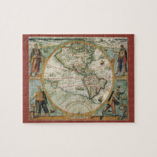 Antique Old World Map of the Americas, 1597 Jigsaw Puzzle