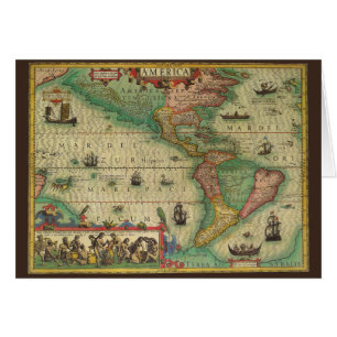 Antique Old World Map of the Americas, 1606