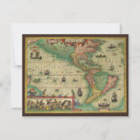 Antique Old World Map of the Americas by Hondius