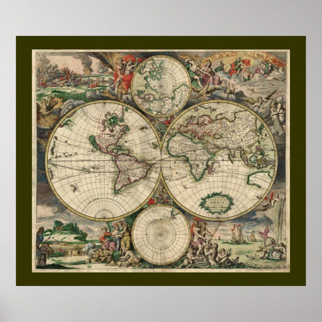 Antique Old World Map of the World Poster (Front)
