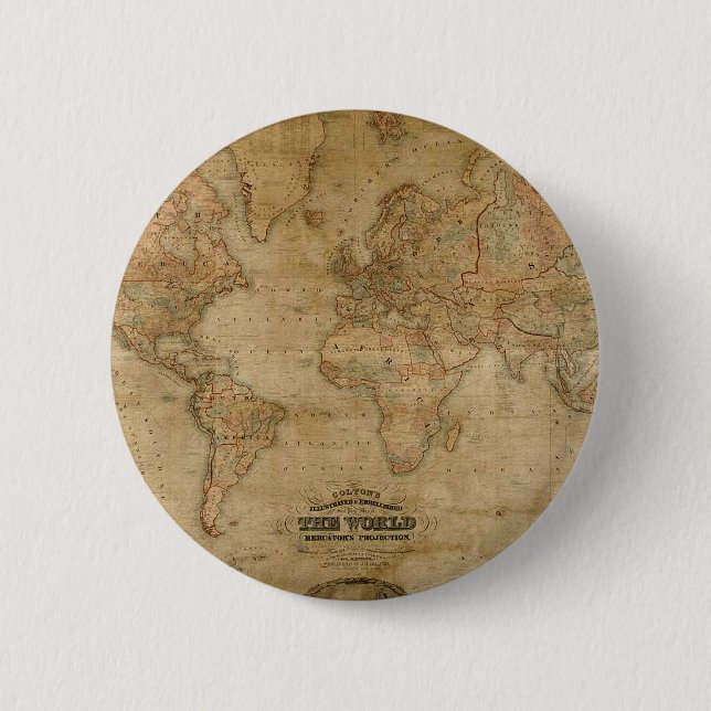Antique Old World Map on a Pin (Front)