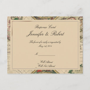 Antique Old World Map RSVP Postcard