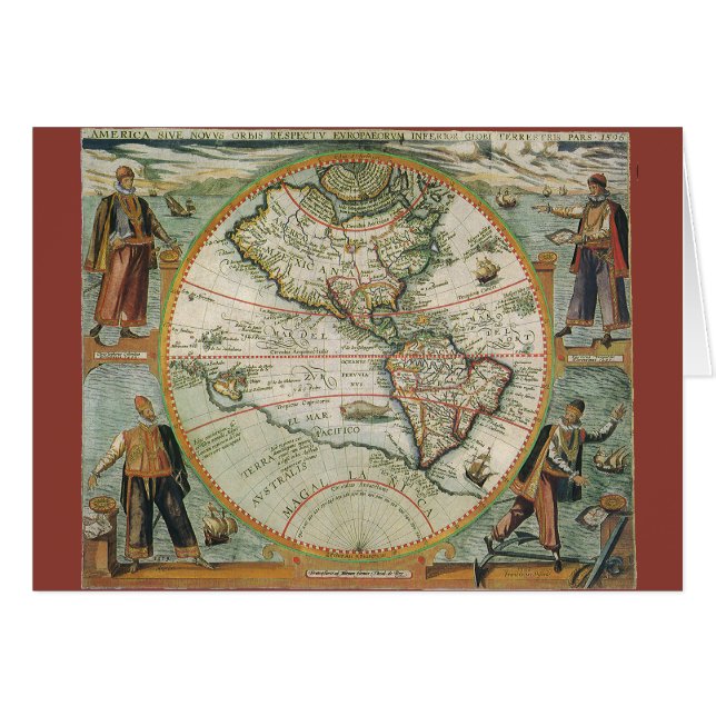 Antique Old World Map the Americas, Theodor de Bry (Front Horizontal)