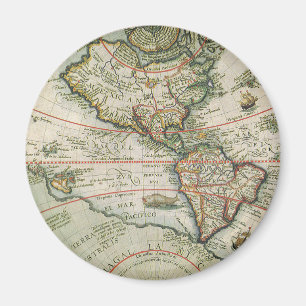 Antique Old World Map the Americas, Theodor de Bry Magnet