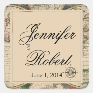 Antique Old World Map Wedding Envelope Seal