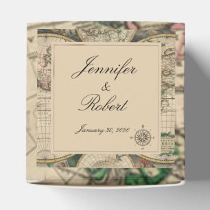 Antique Old World Map Wedding Favour Box