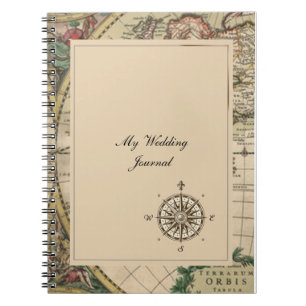 Antique Old World Map Wedding Journal