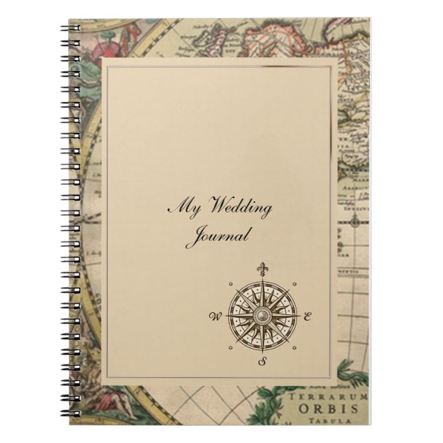 Antique Old World Map Wedding Journal (Front)