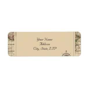 Antique Old World Map Wedding Label Return Address Label