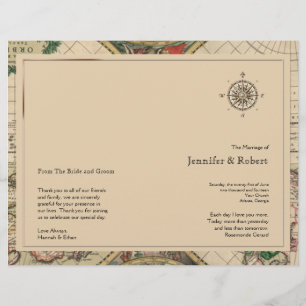 Antique Old World Map Wedding Program