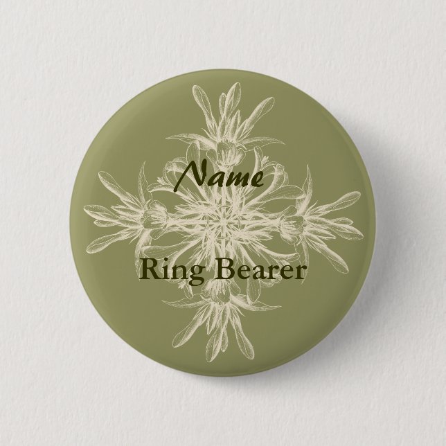 Antique Olive Floral 6 Cm Round Badge (Front)