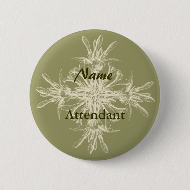 Antique Olive Floral 6 Cm Round Badge (Front)