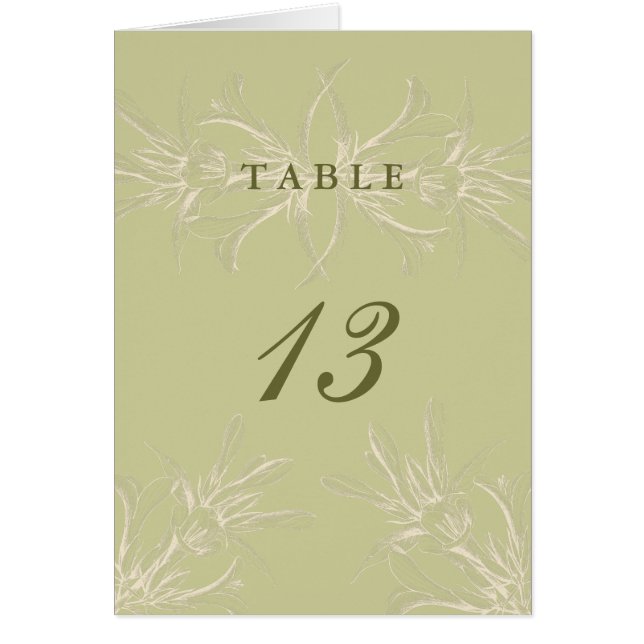 Antique Olive Floral Table Place Cards (Front)