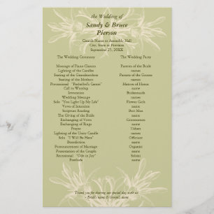 Antique Olive Floral Wedding Program Stationery