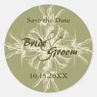 Antique Olive Save the Date Stickers
