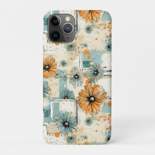 Antique Orange Blue Botanical Floral Cream iPhone 11 Pro Case