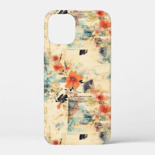 Antique Orange Blue Floral Faded Ephemera iPhone 12 Mini Case