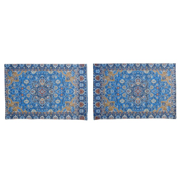 Antique Oriental Blue Persian Turkish Carpet Pillowcase (Front-Set)