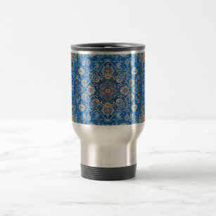 Antique Oriental Blue Turkish Persian Carpet Rug Travel Mug