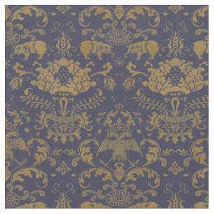 Antique Oriental Chinese Elephants Pattern Print Fabric