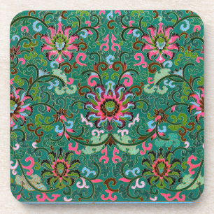 Antique oriental floral vase pattern coaster