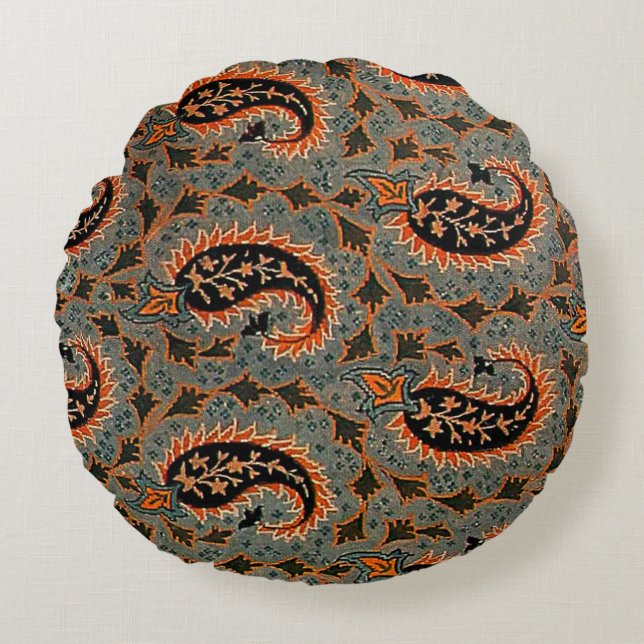Antique,Oriental Persian, Turkish Paisley Pattern Round Cushion (Front)